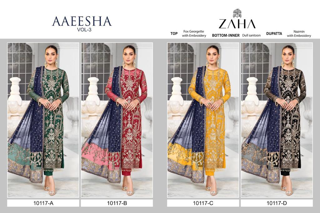 Aaeesha Vol 3 By Zaha Pakistani Suits Catalog
